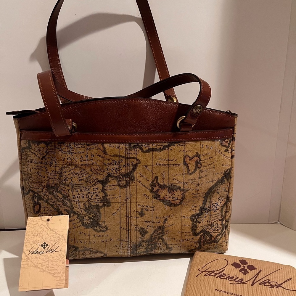 NWT Patricia Nash Leather European Map Collection Poppy Tote - Picture 15 of 15